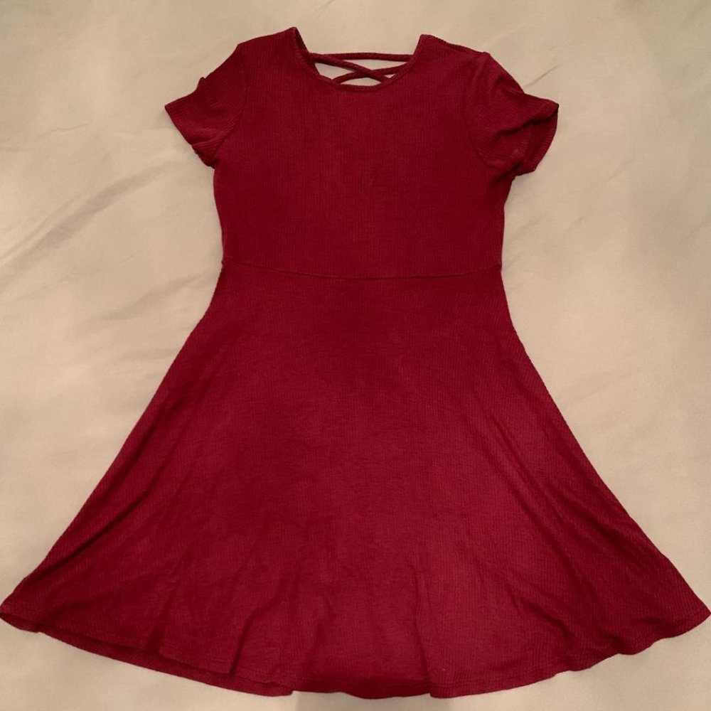 GIRLS BURGANDY COLORED AQUA BRAND DRESS SZ 8